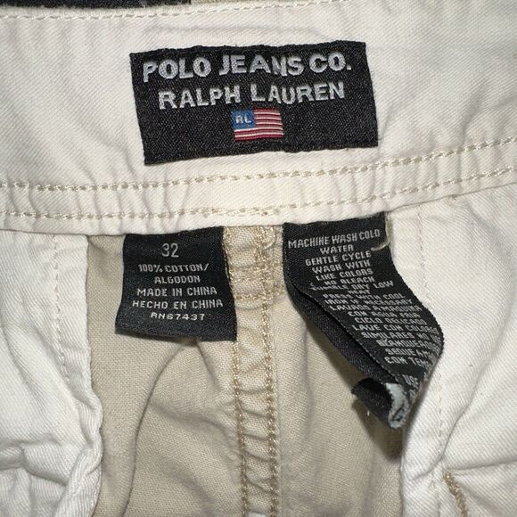 Polo Jeans Co. Ralph Lauren Vintage Men’s Khaki Cargo Shorts Size 32 - Picture 4 of 4